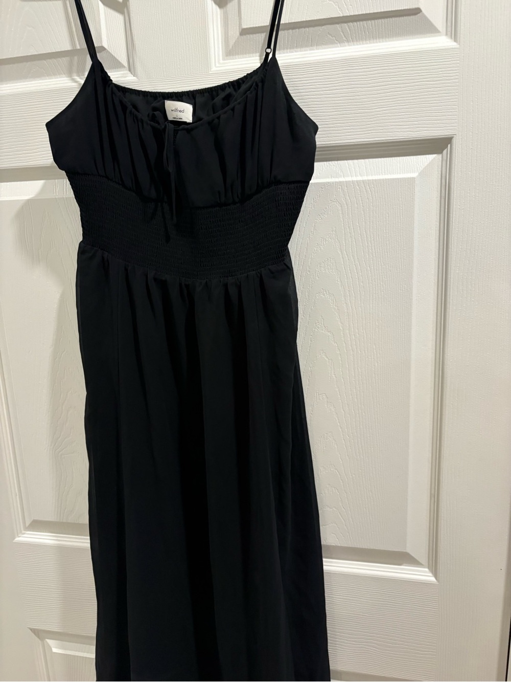 Wilfred Black Smocked-Waist Maxi Dress